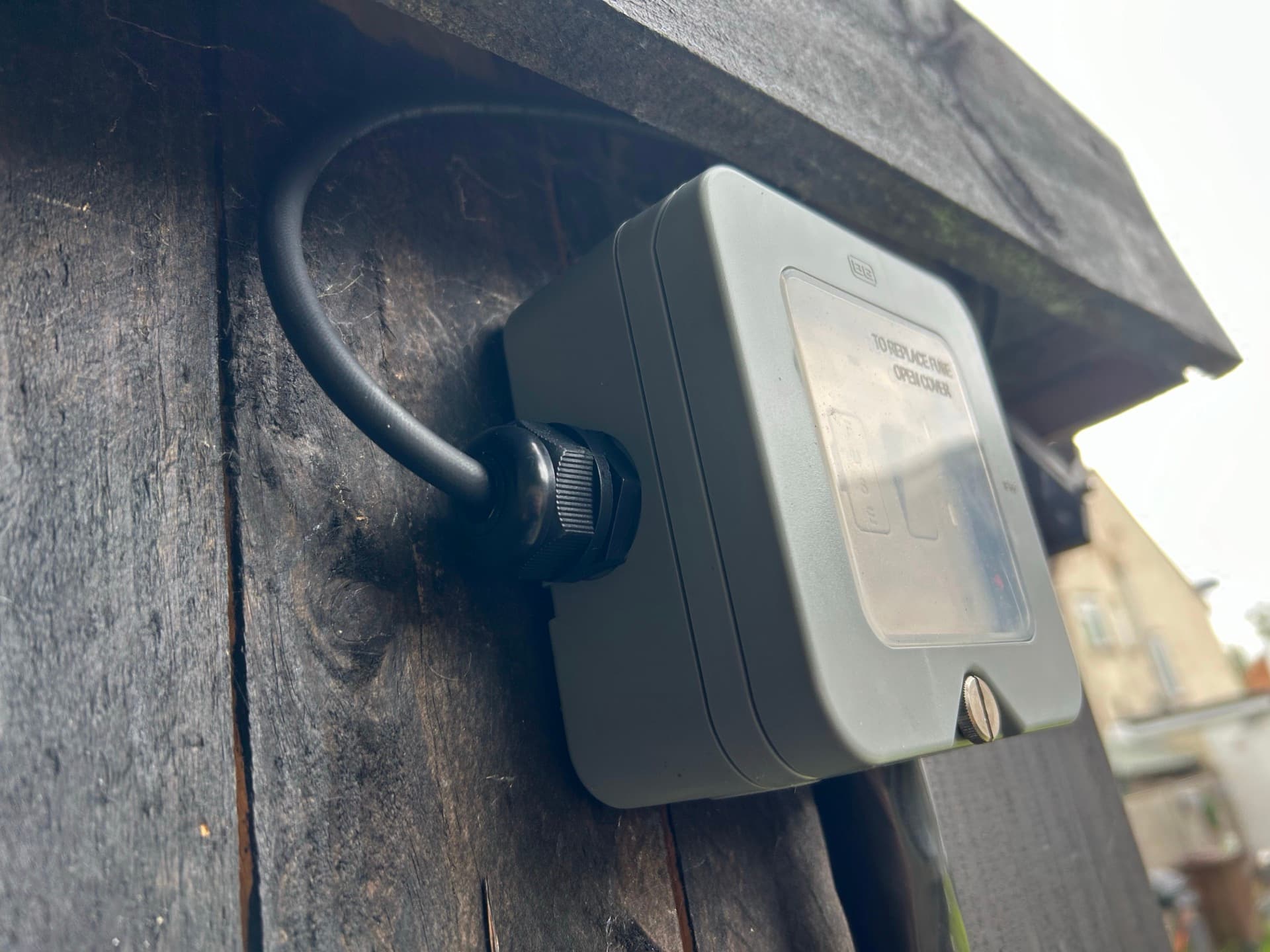 Outdoor weatherproof electrical enclosure fitted by Smart Choice Sparks